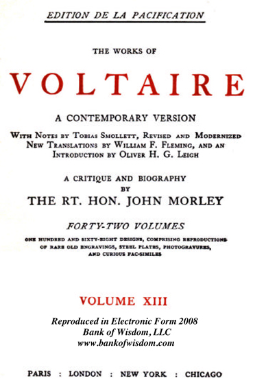 (image for) The Works of Voltaire, Vol. 13 of 42 vols + INDEX volume 43 - Click Image to Close